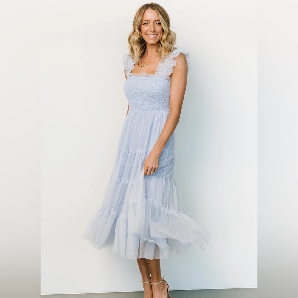 Baltic Born Emma Smocked Tulle Dress Light Blue